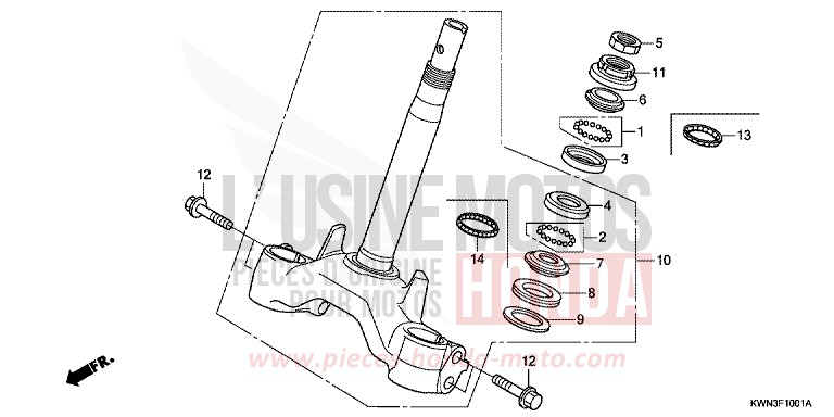 STEERING STEM (WW125EX2C/EX2D/EX2E/D) for PCX 125 CANDY ROSY RED (R340) from 2012